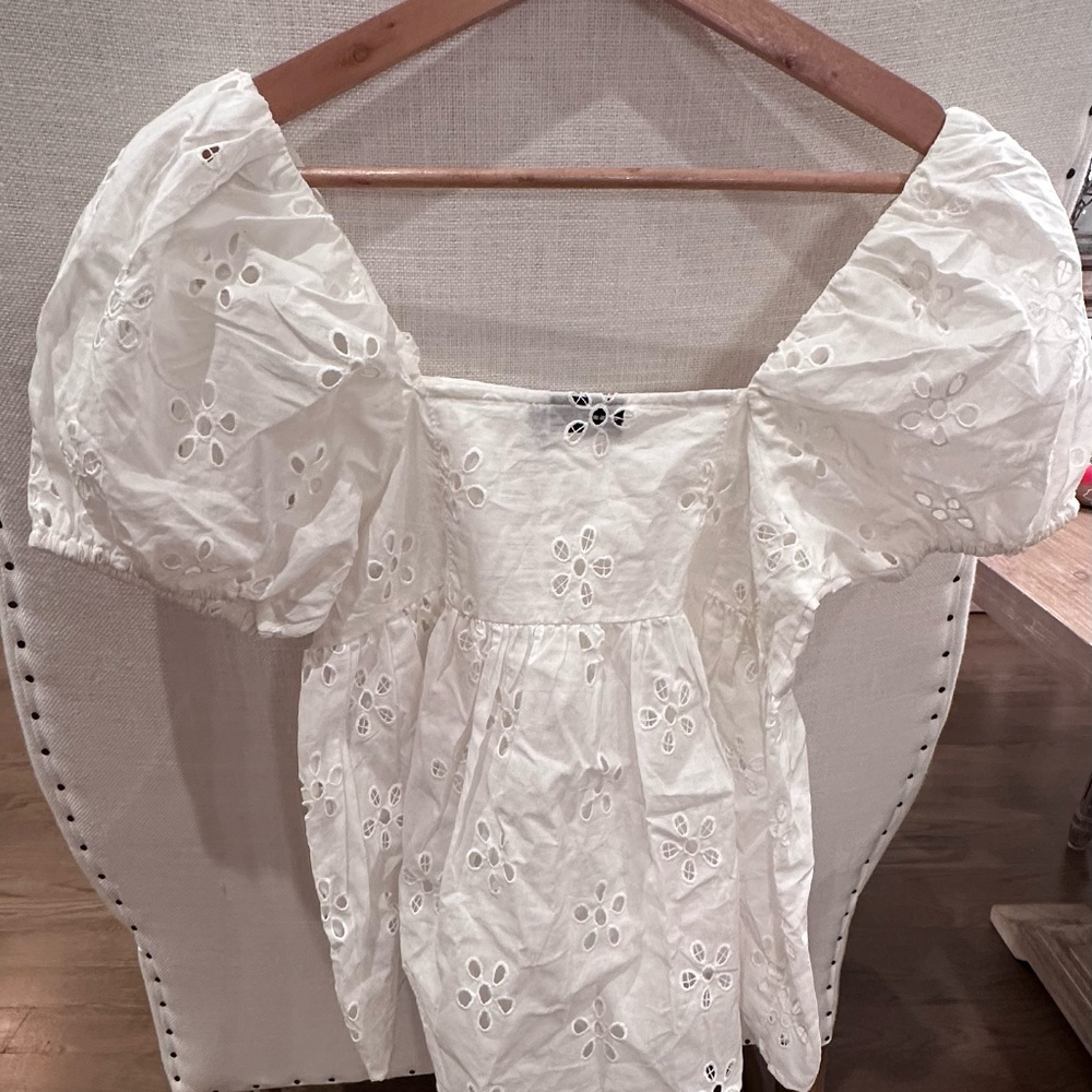 Asos Design White Puff Sleeve Top - Picture 2 of 6
